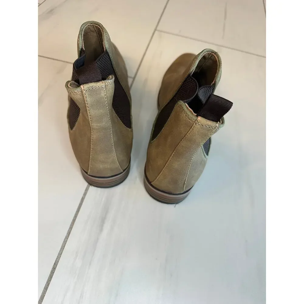 Men's Chelsea Boots Tan Suede Nubuck Slip On Ankle Dress Casual Boots Size 9.5
